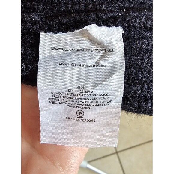 Tory Burch Long Cardigan Women's L Navy Wool Blend Open Front Sweater Coatigan - Picture 4 of 8